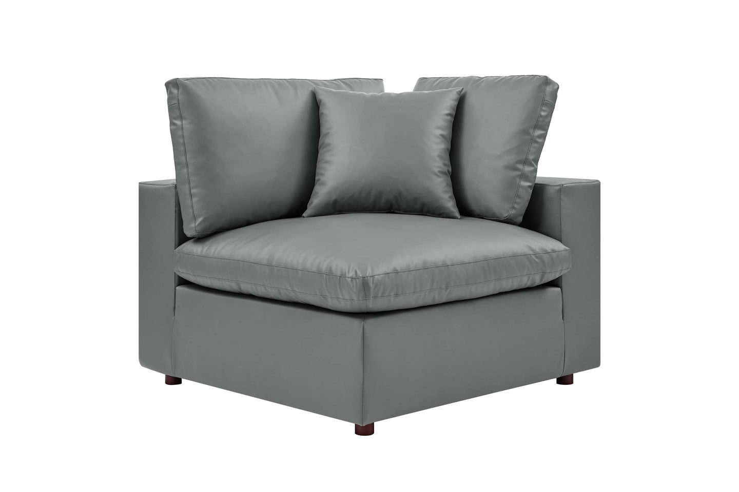 Commix Deep Seat Sectional Sofa, 2 Seater, Gray Imitation Leather