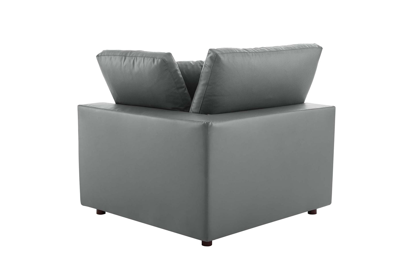 Commix Deep Seat Sectional Sofa, 2 Seater, Gray Imitation Leather