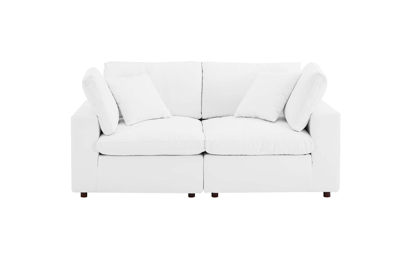 Commix Deep Seat Sectional Sofa, 2 Seater, White Imitation Leather