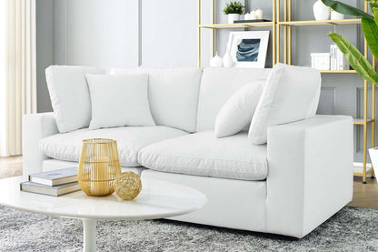 Commix Deep Seat Sectional Sofa, 2 Seater, White Imitation Leather