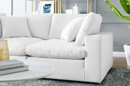 Commix Deep Seat Sectional Sofa, 2 Seater, White Imitation Leather