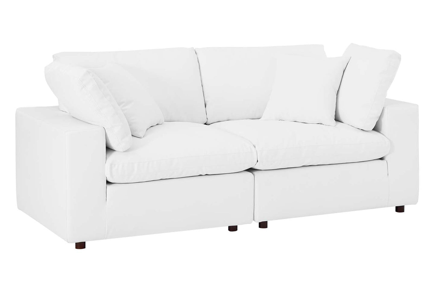 Commix Deep Seat Sectional Sofa, 2 Seater, White Imitation Leather