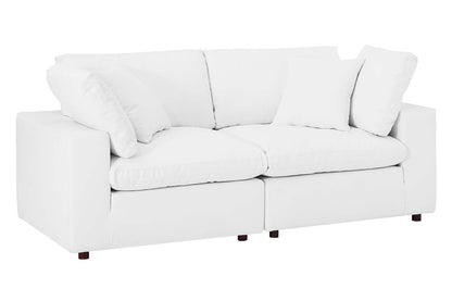 Commix Deep Seat Sectional Sofa, 2 Seater, White Imitation Leather