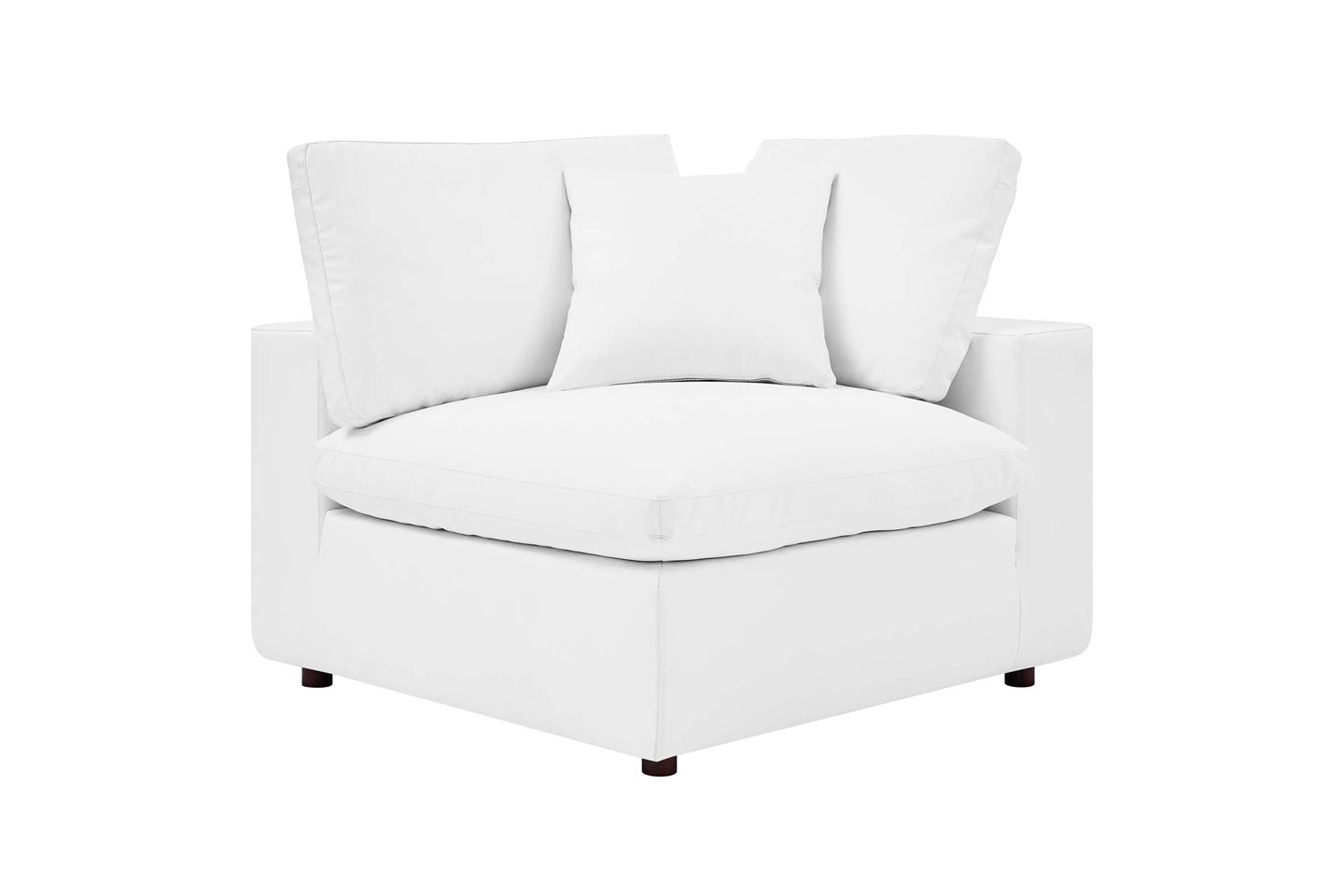 Commix Deep Seat Sectional Sofa, 2 Seater, White Imitation Leather