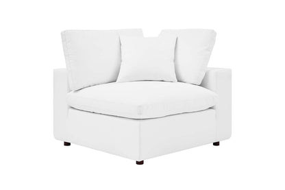 Commix Deep Seat Sectional Sofa, 2 Seater, White Imitation Leather