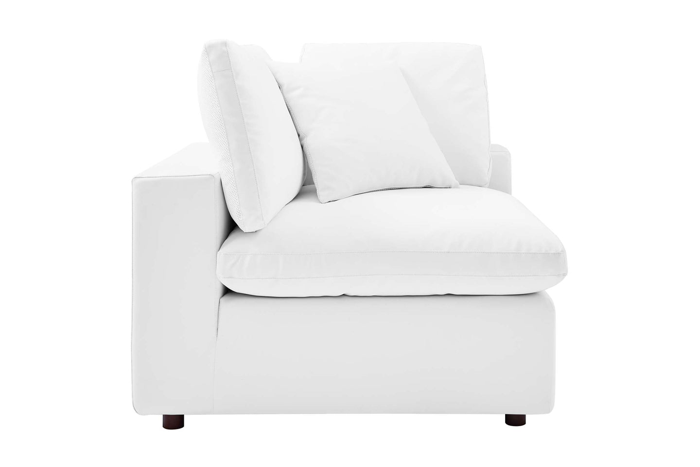 Commix Deep Seat Sectional Sofa, 2 Seater, White Imitation Leather