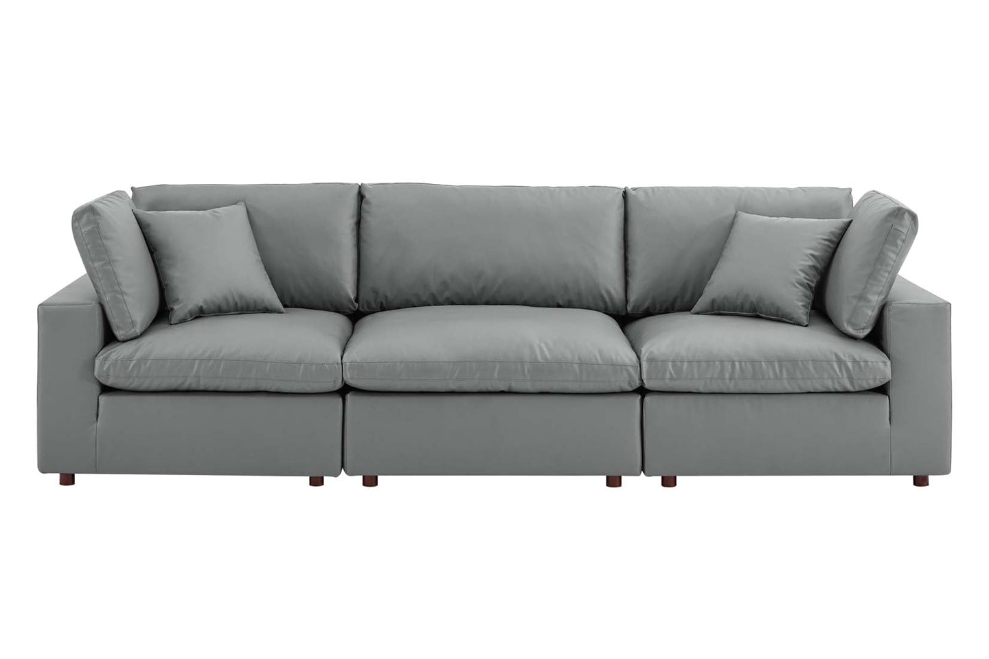 Commix Deep Seat Sectional Sofa, 3 Seater, Gray Imitation Leather