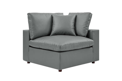 Commix Deep Seat Sectional Sofa, 3 Seater, Gray Imitation Leather