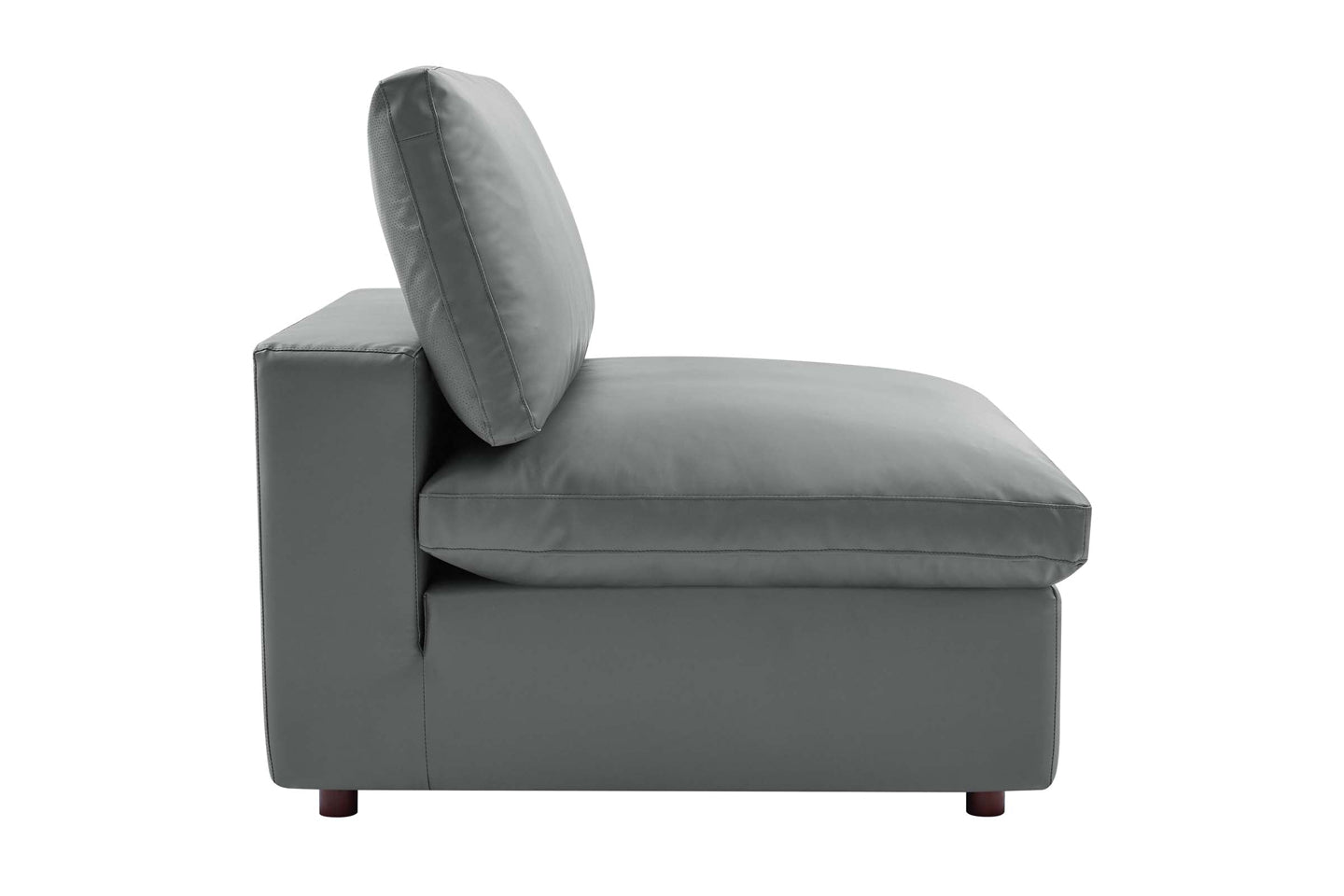 Commix Deep Seat Sectional Sofa, 3 Seater, Gray Imitation Leather