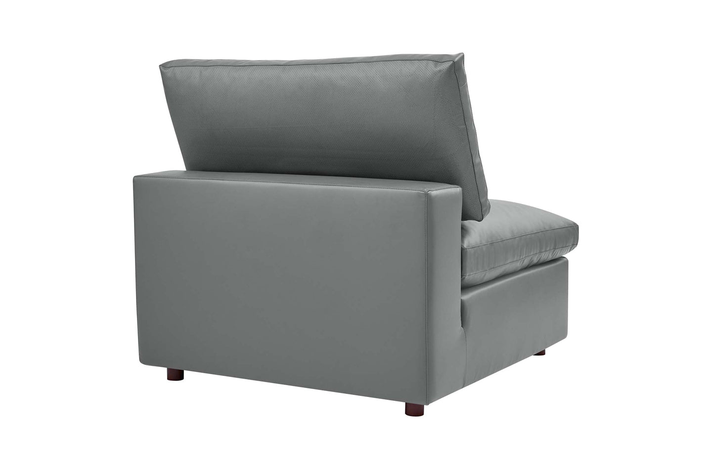 Commix Deep Seat Sectional Sofa, 3 Seater, Gray Imitation Leather