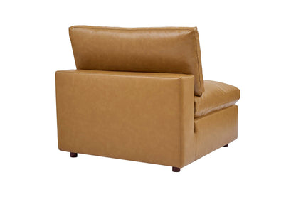 Commix Deep Seat Sectional Sofa, 3 Seater, Tan Imitation Leather