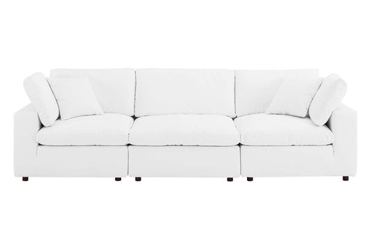 Commix Deep Seat Sectional Sofa, 3 Seater, White Imitation Leather