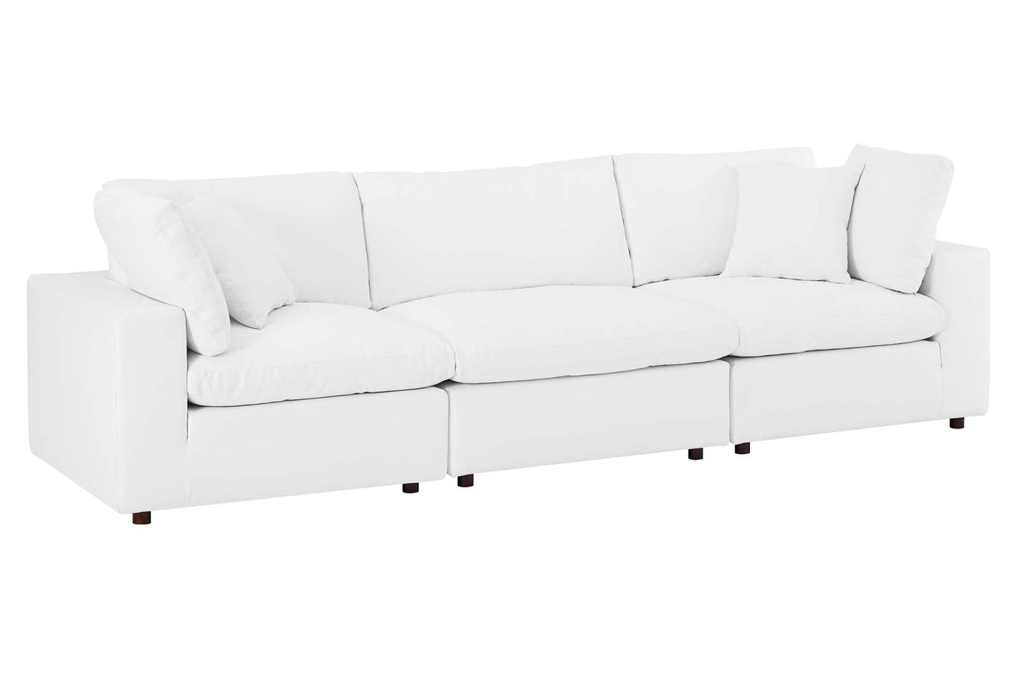 Commix Deep Seat Sectional Sofa, 3 Seater, White Imitation Leather