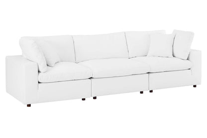 Commix Deep Seat Sectional Sofa, 3 Seater, White Imitation Leather