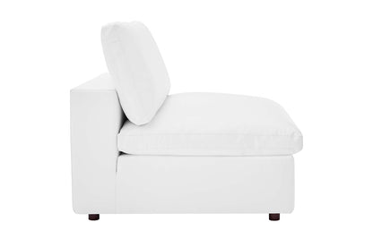 Commix Deep Seat Sectional Sofa, 3 Seater, White Imitation Leather