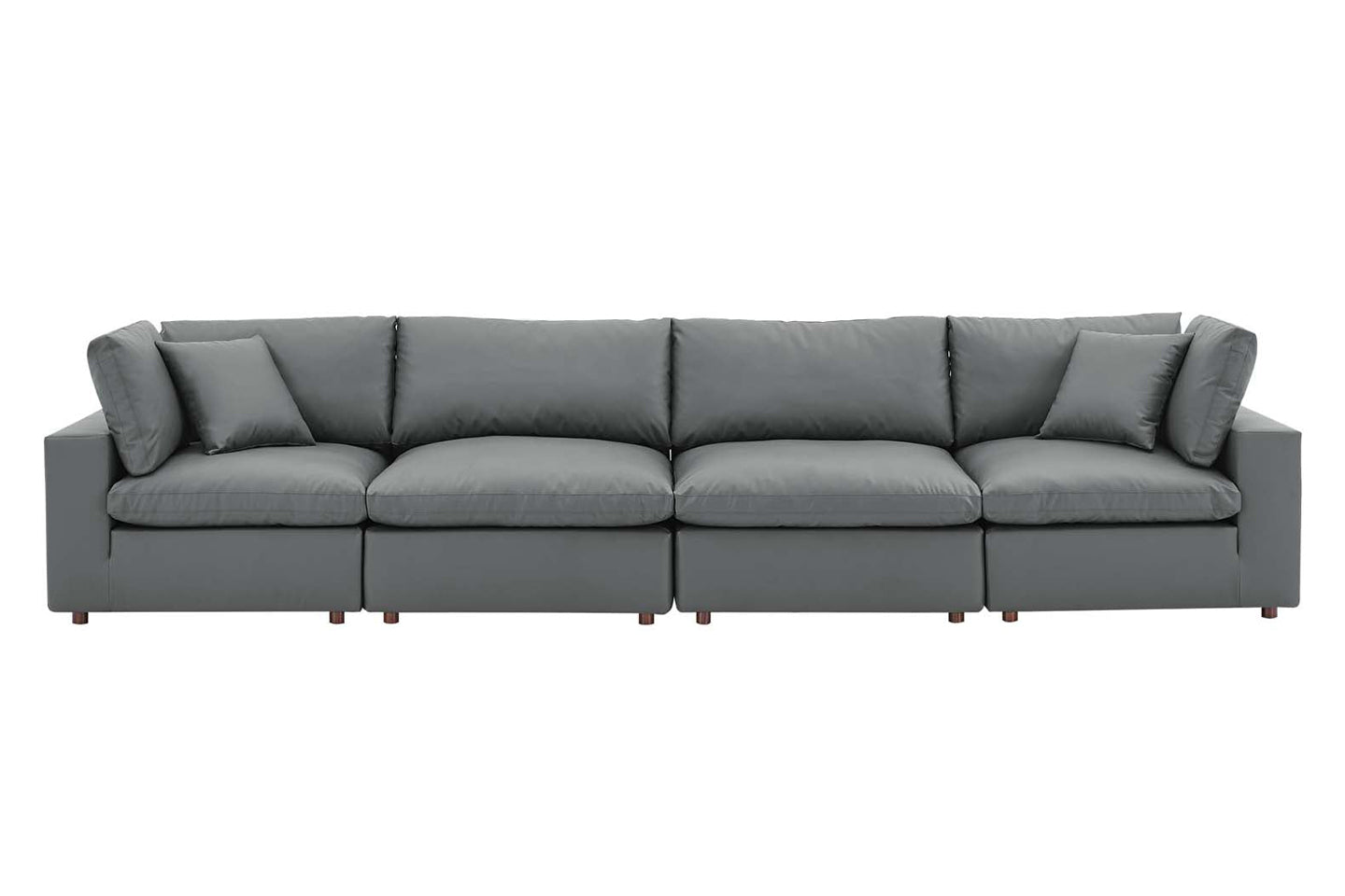 Commix Deep Seat Sectional Sofa, 4 Seater, Gray Imitation Leather