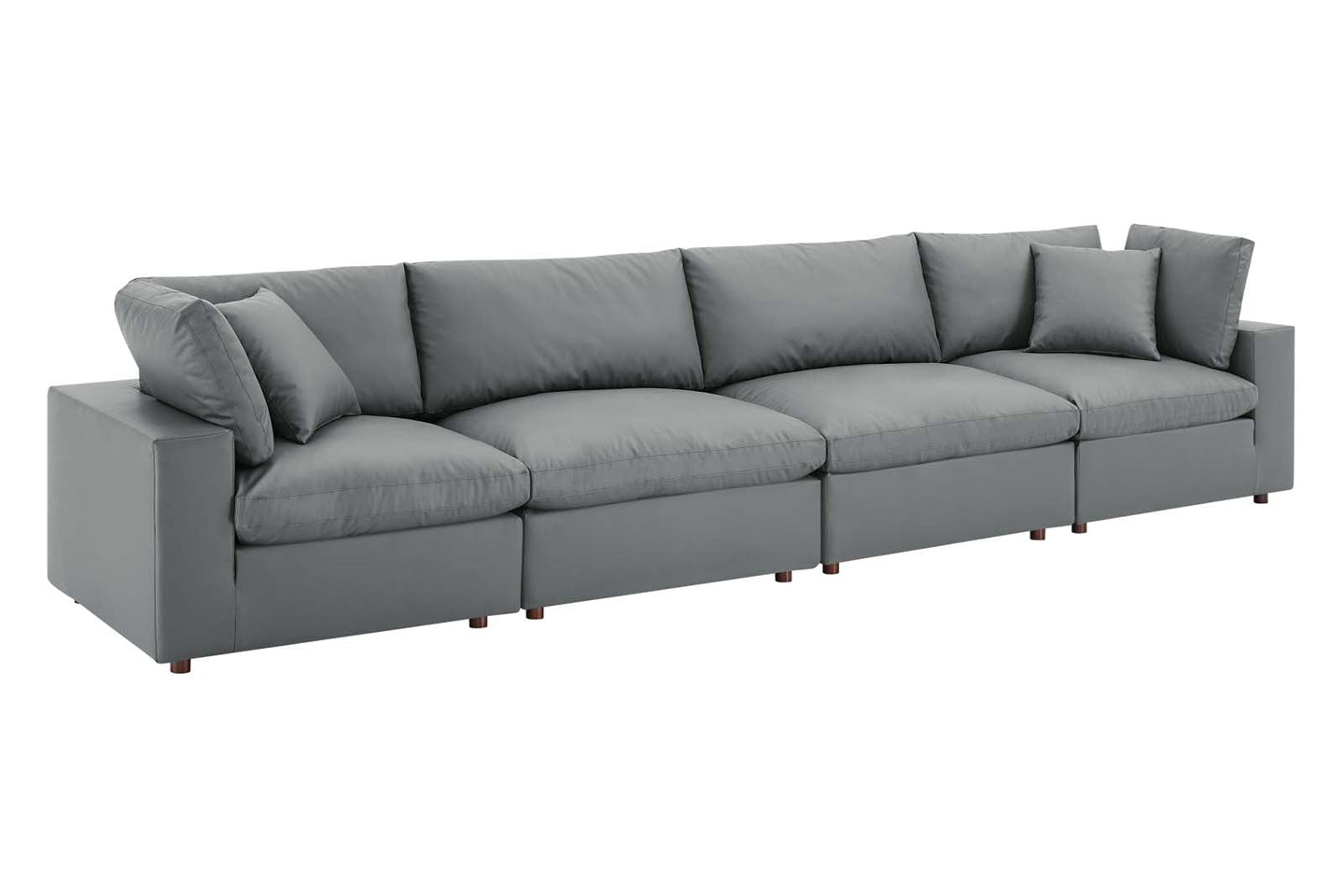 Commix Deep Seat Sectional Sofa, 4 Seater, Gray Imitation Leather