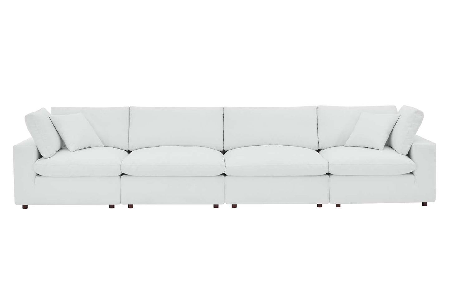 Commix Deep Seat Sectional Sofa, 4 Seater, White Imitation Leather