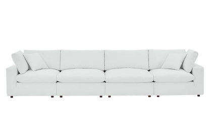 Commix Deep Seat Sectional Sofa, 4 Seater, White Imitation Leather