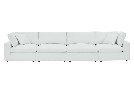 Commix Deep Seat Sectional Sofa, 4 Seater, White Imitation Leather