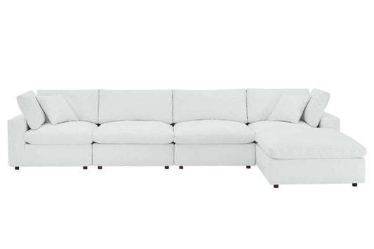 Commix Deep Seat Sectional Sofa With Ottoman, 4 Seater, White Imitation Leather