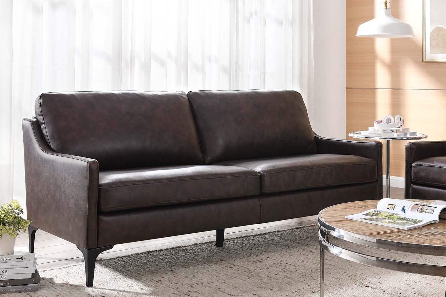 Madison 2 Seater Sofa, Brown Imitation Leather