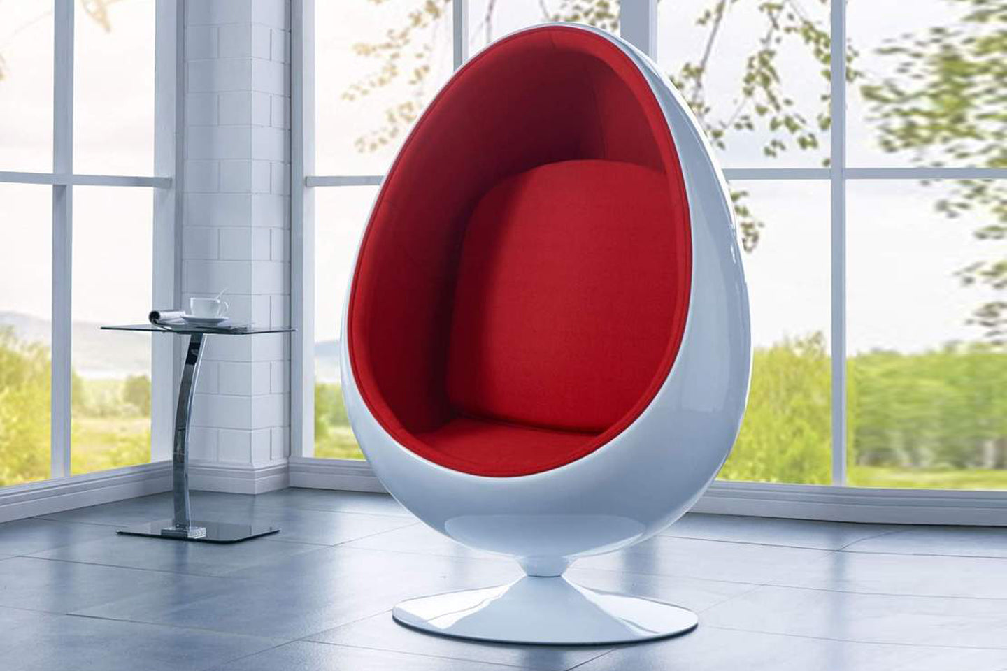 Easter Egg Chair, Red, Cashmere Wool