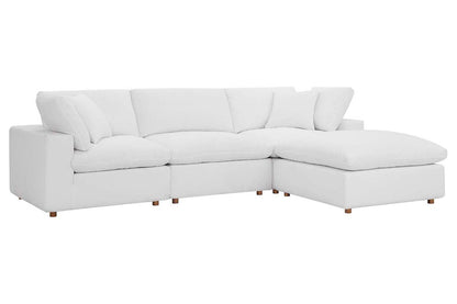 Commix Deep Seat Sectional Sofa With Ottoman, 3 Seater, White