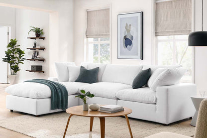 Commix Deep Seat Sectional Sofa With Ottoman, 3 Seater, White