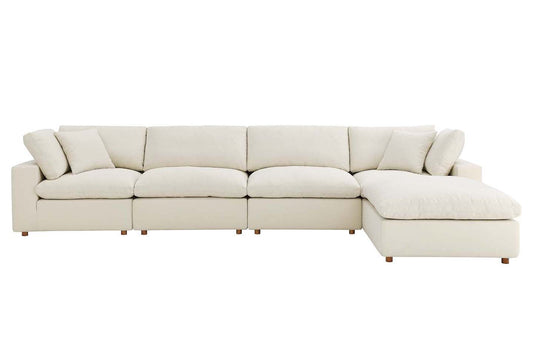 Commix Deep Seat Sectional Sofa With Ottoman, 4 Seater, Light Beige