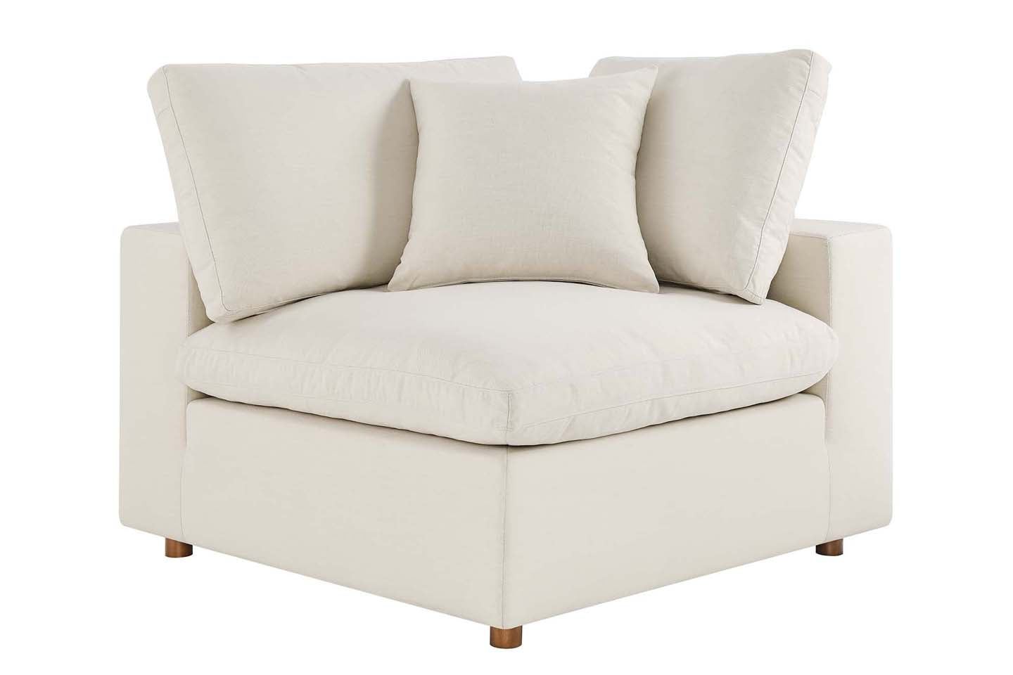 Commix Deep Seat Sectional Sofa With Ottoman, 4 Seater, Light Beige