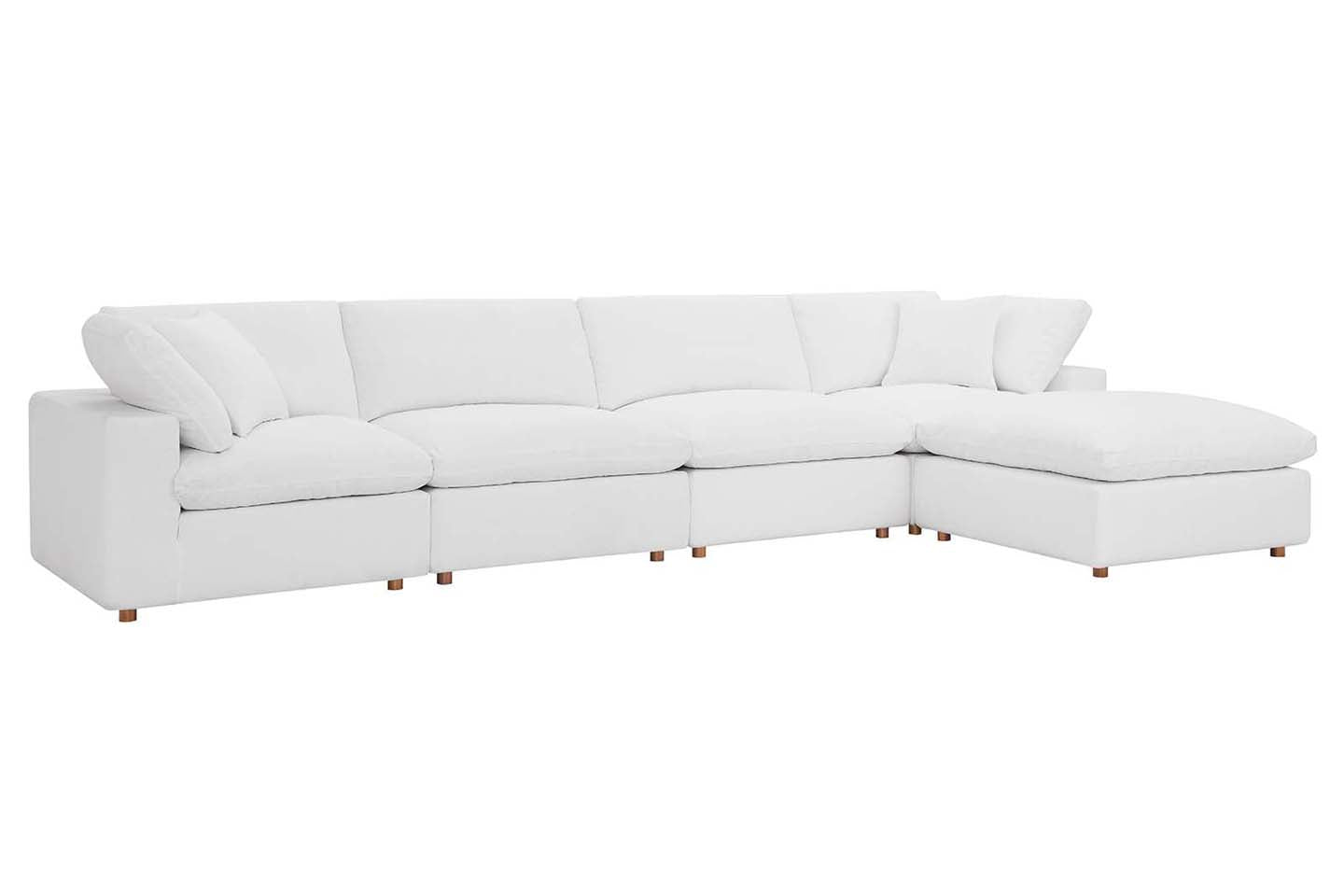 Commix Deep Seat Sectional Sofa With Ottoman, 4 Seater, White