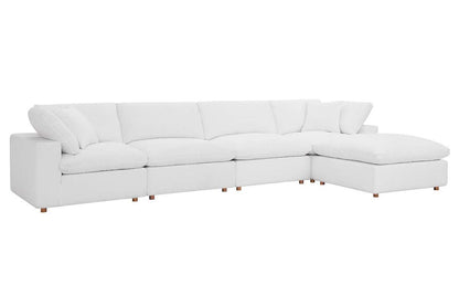 Commix Deep Seat Sectional Sofa With Ottoman, 4 Seater, White