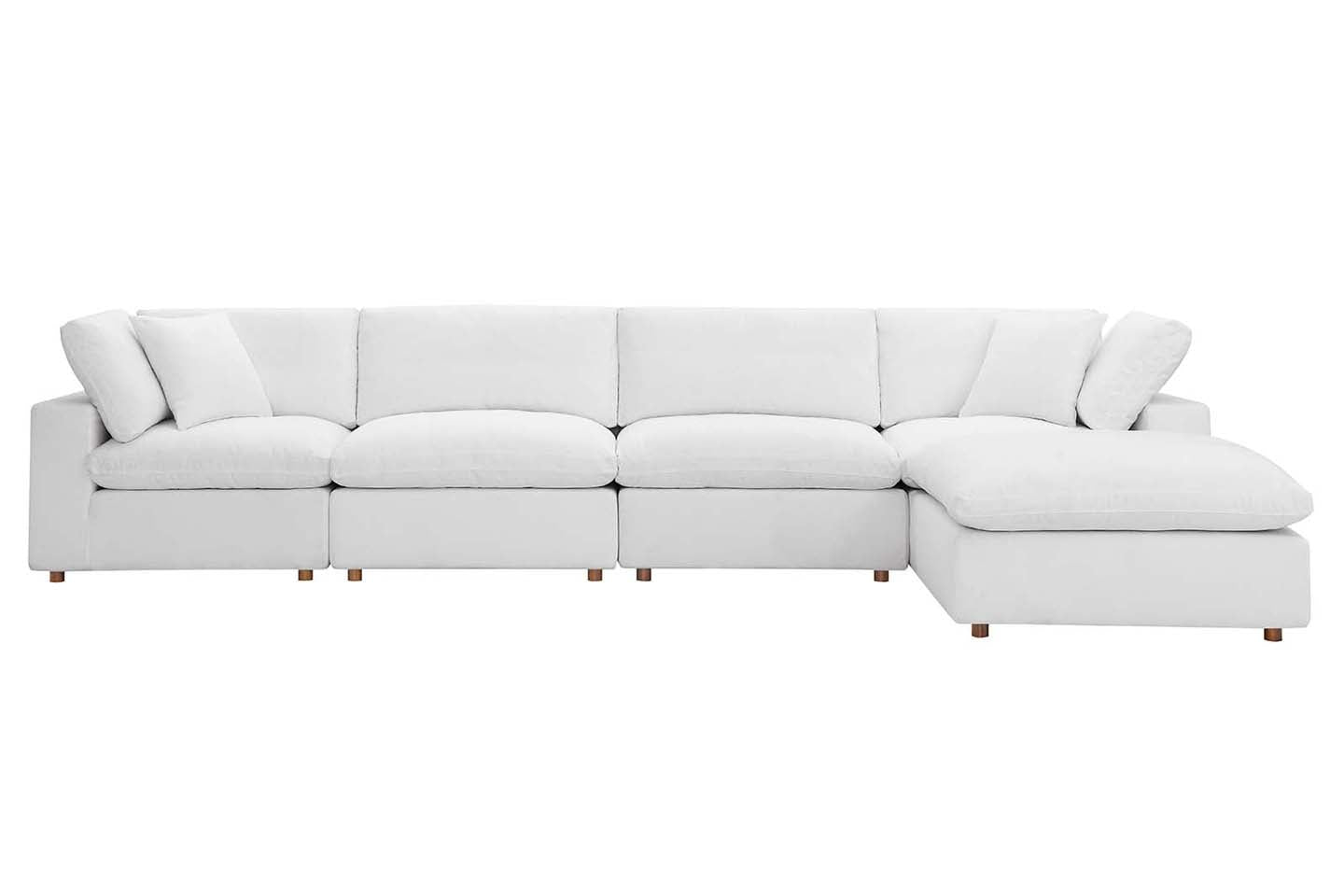 Commix Deep Seat Sectional Sofa With Ottoman, 4 Seater, White