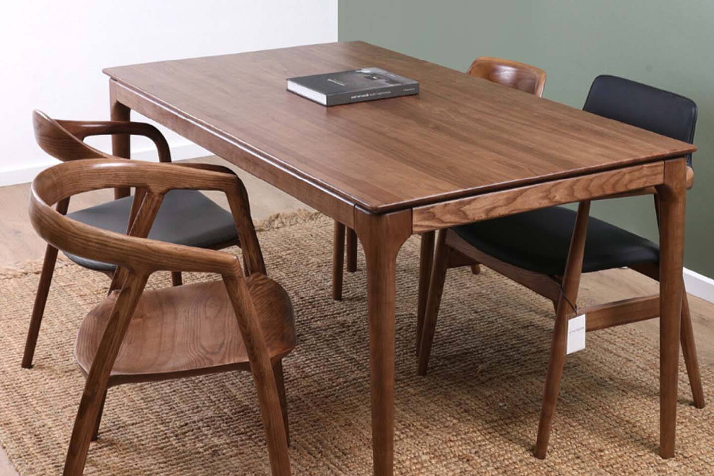 H Solid Wood Dining Table, Walnut