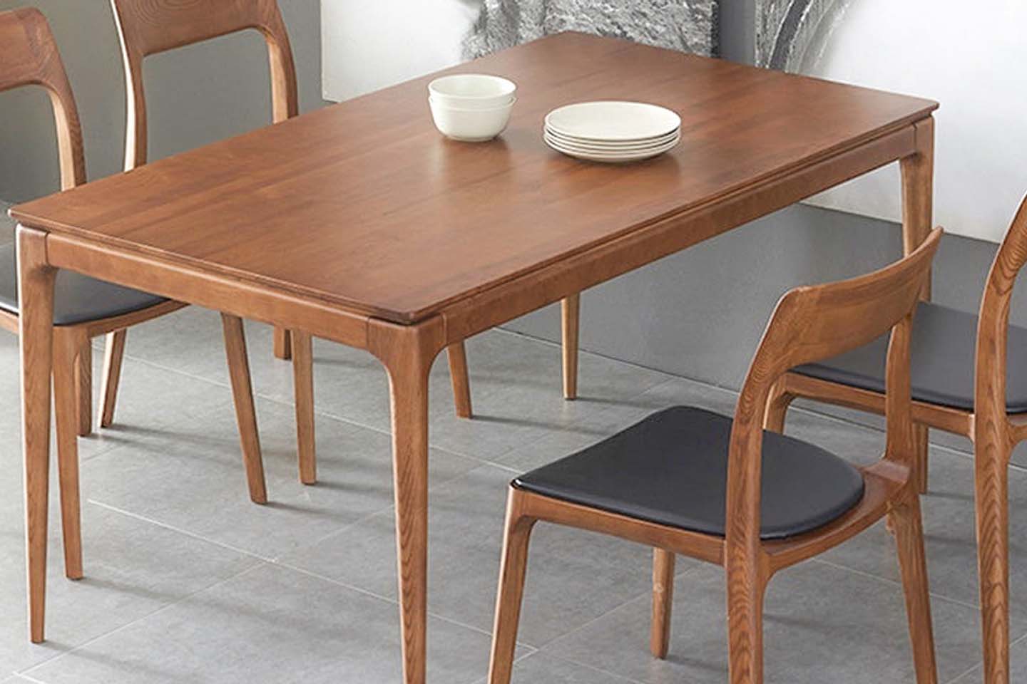 H Solid Wood Dining Table, Walnut