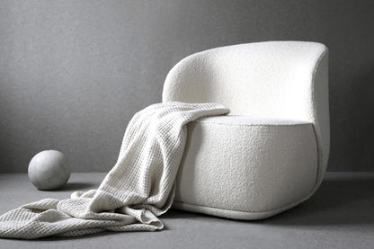 The Pipe Lounge Chair, Armless, White Boucle