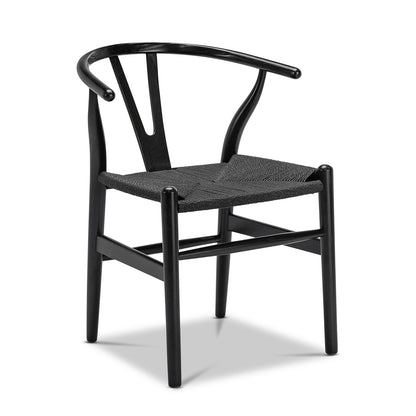 Wishbone Dining Chair, Black with Black Weave