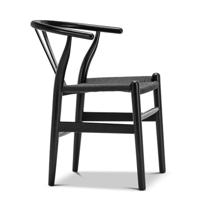 Wishbone Dining Chair, Black with Black Weave