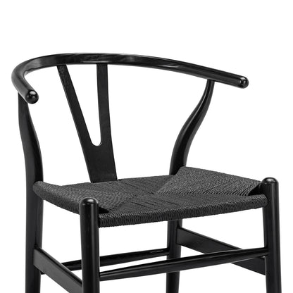 Wishbone Dining Chair, Black with Black Weave