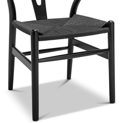 Wishbone Dining Chair, Black with Black Weave