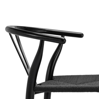 Wishbone Dining Chair, Black with Black Weave