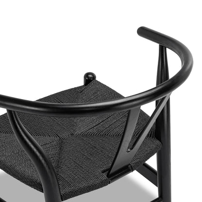 Wishbone Dining Chair, Black with Black Weave