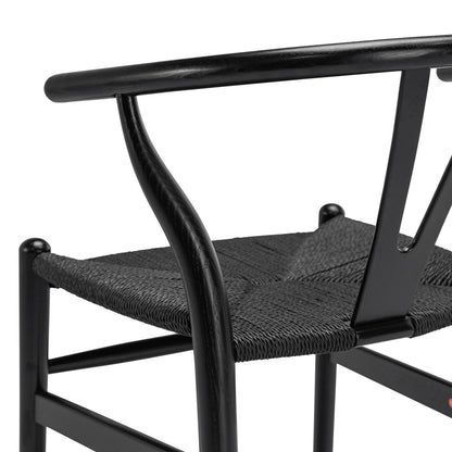 Wishbone Dining Chair, Black with Black Weave