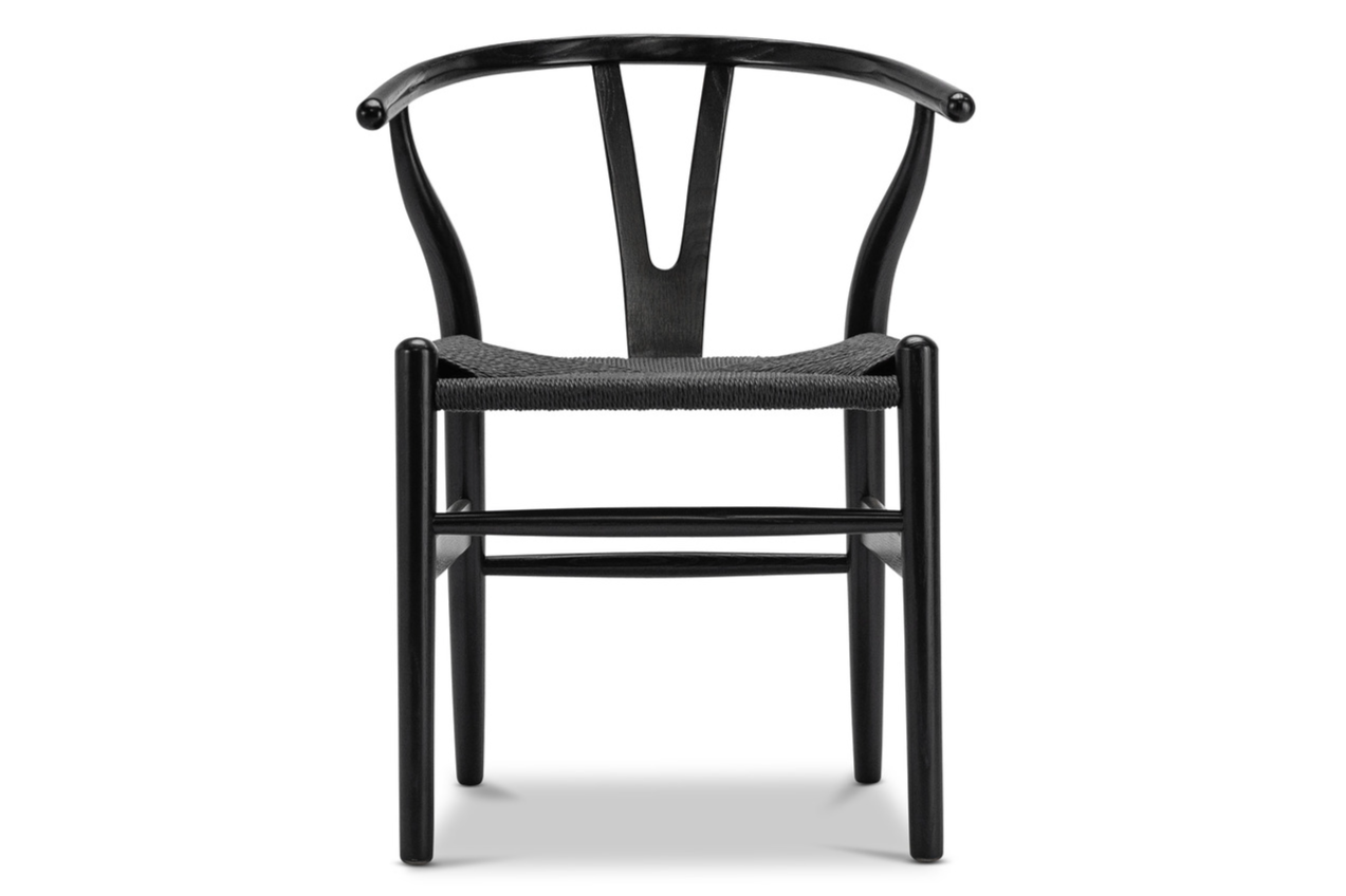 Wishbone Dining Chair, Black with Black Weave