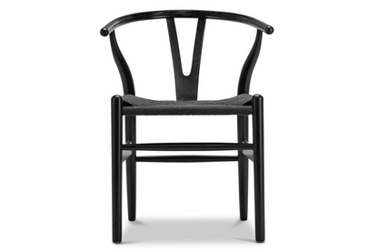 Wishbone Dining Chair, Black with Black Weave