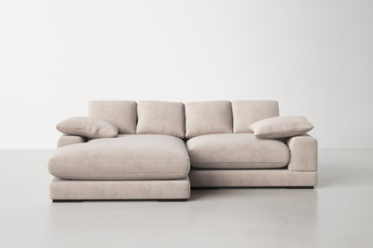 Plush Reversible Deep Seat Sectional Sofa, High Resilient Foam, Cappuccino