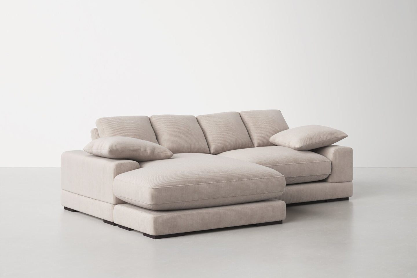 Plush Reversible Deep Seat Sectional Sofa, High Resilient Foam, Cappuccino