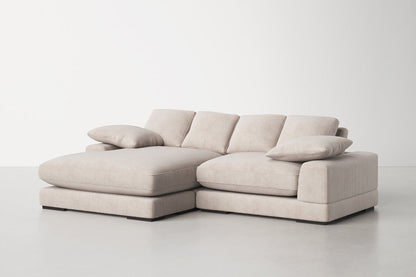 Plush Reversible Deep Seat Sectional Sofa, High Resilient Foam, Cappuccino