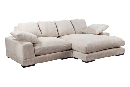 Plush Reversible Deep Seat Sectional Sofa, High Resilient Foam, Cappuccino